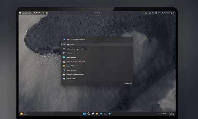 Barra de menú de la Paleta de Comandos de PowerToys en Windows 11.