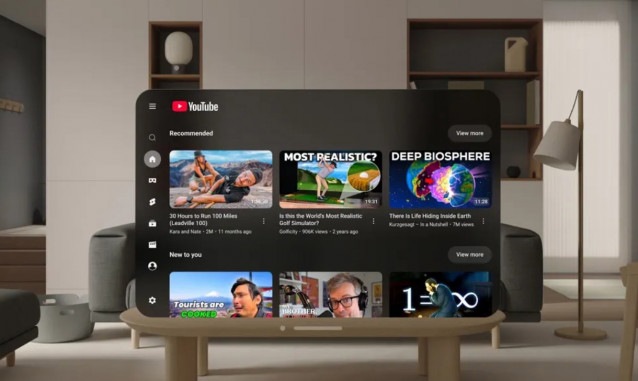 Aplicación de YouTube para Apple Vision Pro.