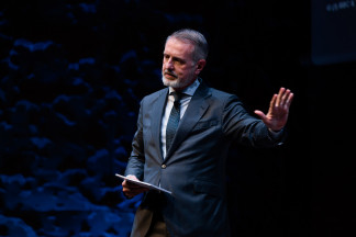 El presidente ejecutivo de Telefónica, Marc Murtra, durante la conferencia ‘Una mirada al futuro de Telefónica’, a 2 de febrero de 2026, en Madrid (España). La conferencia analiza la evolución