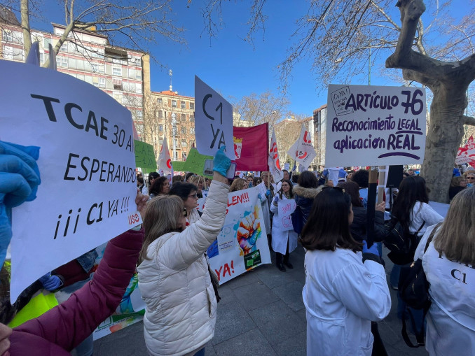 Imagen de la concentración de TCAE en Castilla y León.
