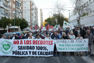Archivo - Manifestantes en la Facultad de Medicina de Sevilla durante la convocatoria de la Coordinadora Andaluza de Mareas Blancas en apoyo a la Iniciativa Legislativa Popular (ILP) en defensa de la 