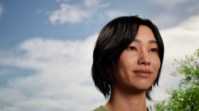 Un ejemplo de MetaHuman creado con la herramienta MetaHuman Creator de Unreal Engine.