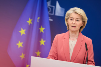 La presidenta de la Comisión Europa, Ursula von der Leyen, durante una rueda de prensa en Bruselas