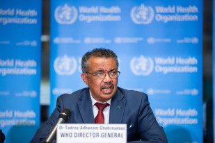 Archivo - El director general de la Organización Mundial de la Salud (OMS), Tedros Adhanom Ghebreyesus, en rueda de prensa para informar sobre novedades en el brote de coronavirus originado en China.