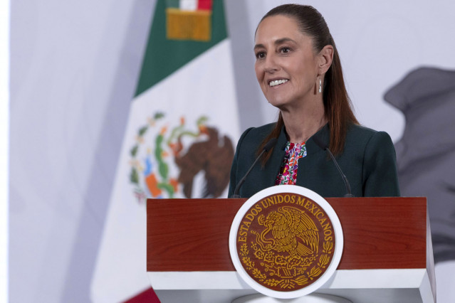 La presidenta de México, Claudia Sheinbaum, durante una rueda de prensa de 'Las Mañaneras' en Palacio Nacional de la Ciudad de México.