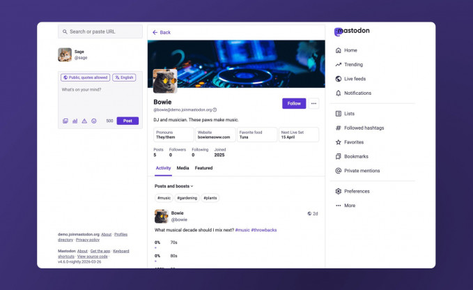 Actualización del perfil de los usuarios de Mastodon.