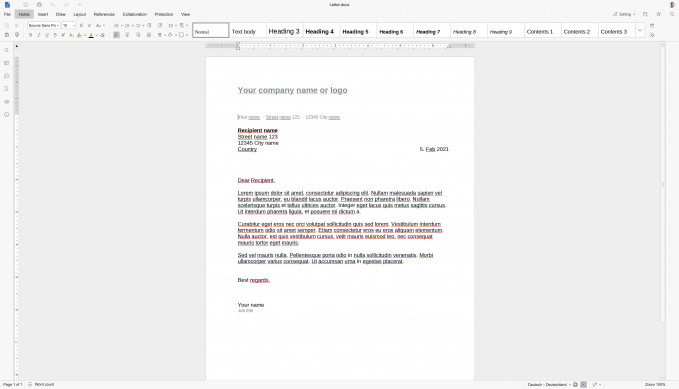 Editor de documentos de Euro-Office.