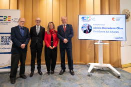 El presidente del Banco Nacional de Desenvolvimento Econômico e Social (BNDES), Aloizio Mercadante (derecha), junto a otros ponentes en el encuentro organizado por la Cámara de Comercio Brasil-Espa�