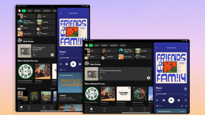 Nueva interfaz de Spotify en tabletas.