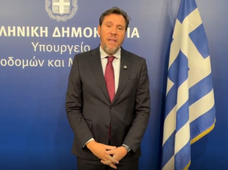 El ministro de Transportes y Movilidad Sostenible, Óscar Puente, durante su visita en Atenas