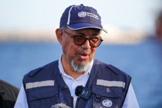 El director general de la Organización Mundial de la Salud (OMS), Tedros Adhanom Ghebreyesus, durante una rueda de prensa, a 11 de mayo de 2026, en Granadilla de Abona, Tenerife, Islas Canarias (Espa