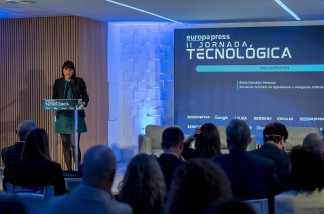 La secretaria de Estado de digitalización y IA, María González Veracruz, durante una Jornada Tecnológica organizada por Europa Press, en el Espacio Zénit the Venue, a 19 de mayo de 2026, en Madri