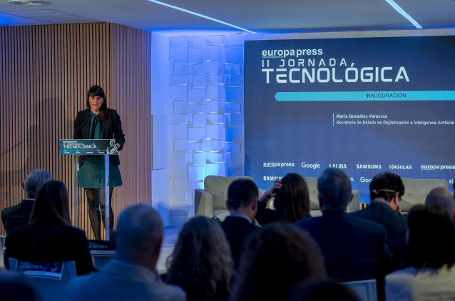 La secretaria de Estado de digitalización y IA, María González Veracruz, durante una Jornada Tecnológica organizada por Europa Press, en el Espacio Zénit the Venue, a 19 de mayo de 2026, en Madrid (España).