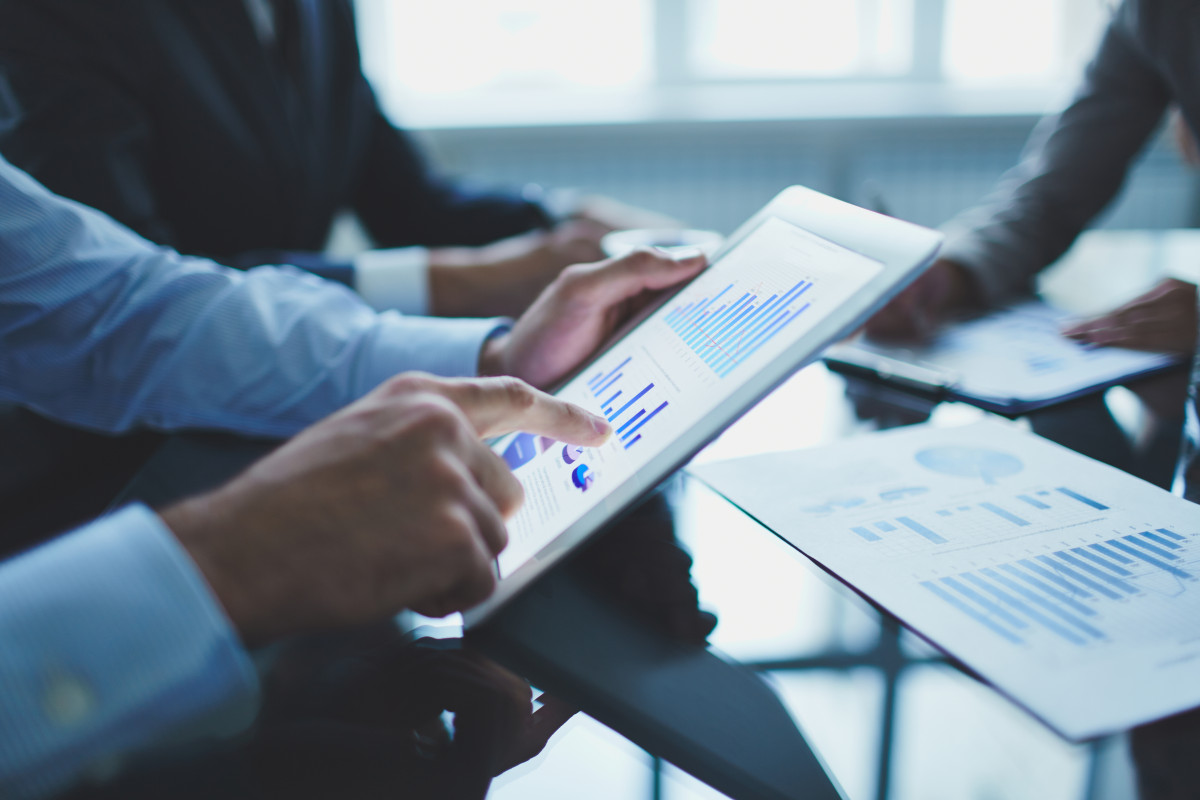 Close up businessman with digital tablet