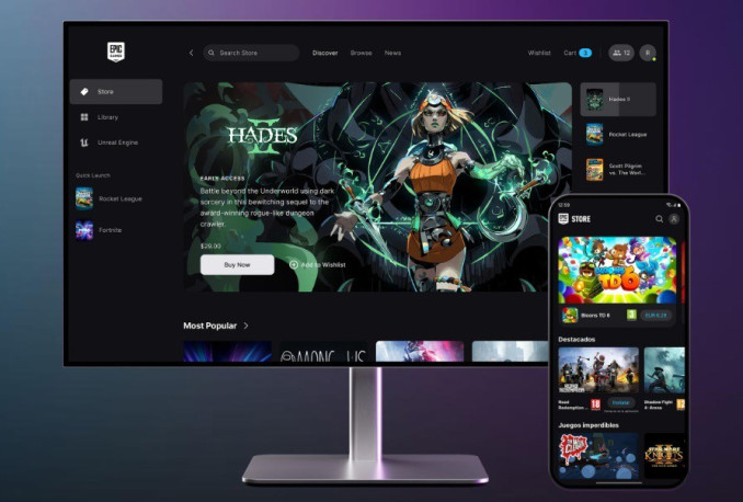 Recurso de la tienda Epic Games Store en ordenador y móvil