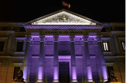 Archivo - Congreso de los Diputados en Madrid iluminado por el Día Internacional del Síndrome de Dravet