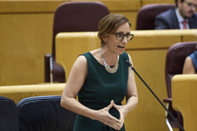Mónica García, Ministra de Sanidad, durante una sesión de control al Gobierno, en el Senado, a 9 de junio de 2026, en Madrid (España). El Gobierno se enfrenta en el Senado a las preguntas de la op