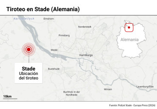 Mapa con localización del tiroteo en Stade (Alemania)