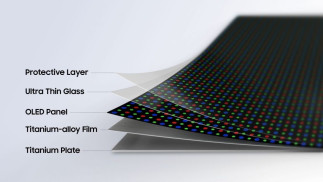 Representación de la tecnología Flex Titanium de los dispositivos plegables Galaxy