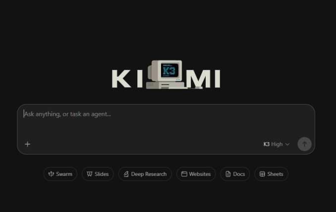 Interfaz del chatbot Kimi con el modelo Kimi K3
