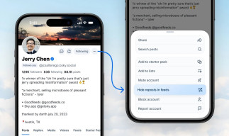 Nueva función para ocultar las republicaciones en Bluesky.