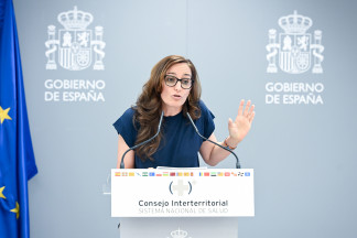 La ministra de Sanidad, Mónica García, durante una rueda de prensa para informar sobre las medidas de gestión pública adoptadas, a 22 de julio de 2026, en Madrid (España). Mónica García, compar