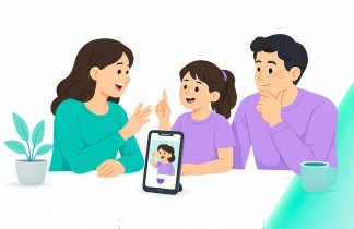 Ilustración sobre un menor y sus padres.