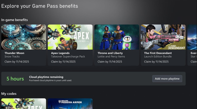 Límite de tiempo de juego en la nube en Game Pass