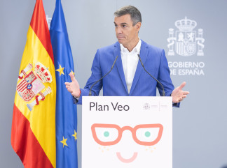 El presidente del Gobierno, Pedro Sánchez, interviene durante la presentación de la ampliación del ‘Plan Veo’, en la sede del Ministerio de Sanidad, a 14 de septiembre de 2026, en Madrid (Espa�