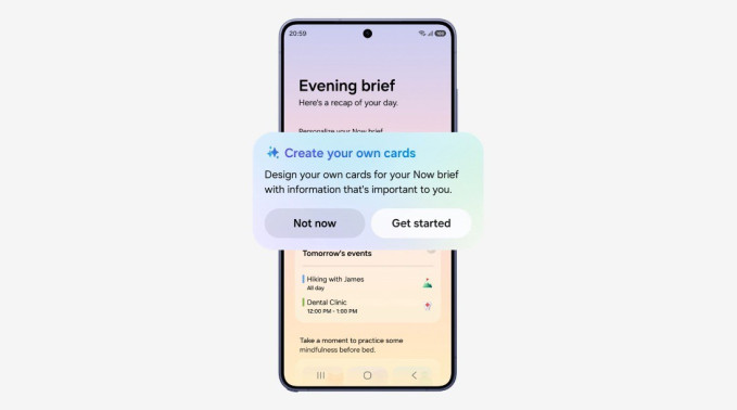 Tarjetas generativas y editables de 'Now Brief' en One UI 9