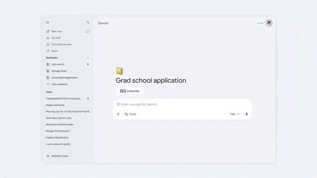 Función de Cuadernos en Google Gemini para estudiantes.