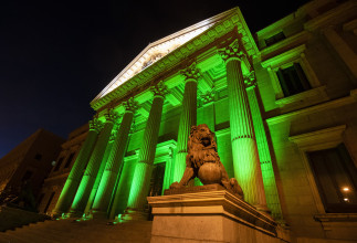 Archivo - El Congreso de los Diputados se ilumina de verde por el Día Mundial del Farmacéutico.