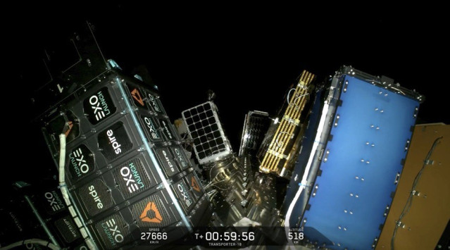 Satélite de Google dentro del transbordador Transporter-18 de SpaceX