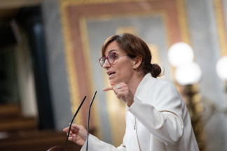 La ministra de Sanidad, Mónica García, durante una sesión plenaria, en el Congreso de los Diputados, a 16 de septiembre de 2026, en Madrid (España). La crisis migratoria que vive Ceuta desde el pa