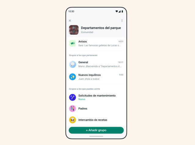 Recurso de comunidad de WhatsApp