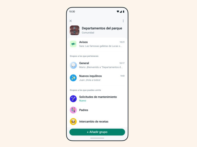 Recurso de comunidad de WhatsApp