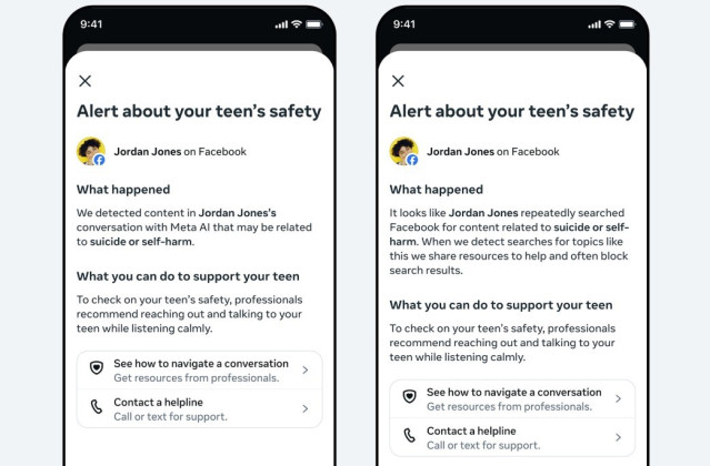 Notificaciones de alerta para padres en Facebook.