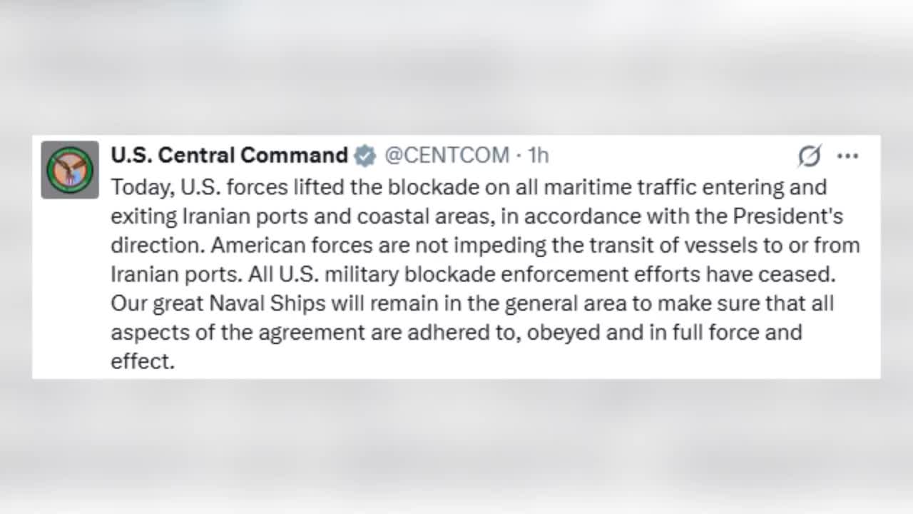 El Ejército de EEUU confirma el fin del bloqueo a los puertos iraníes en el estrecho de Ormuz